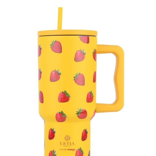 Εικόνα της Θερμός Estia Straw Tumbler XL Save The Aegean 900ml Berry Bright 01-32029