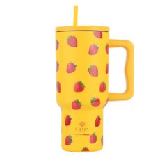 Εικόνα της Θερμός Estia Straw Tumbler XL Save The Aegean 900ml Berry Bright 01-32029