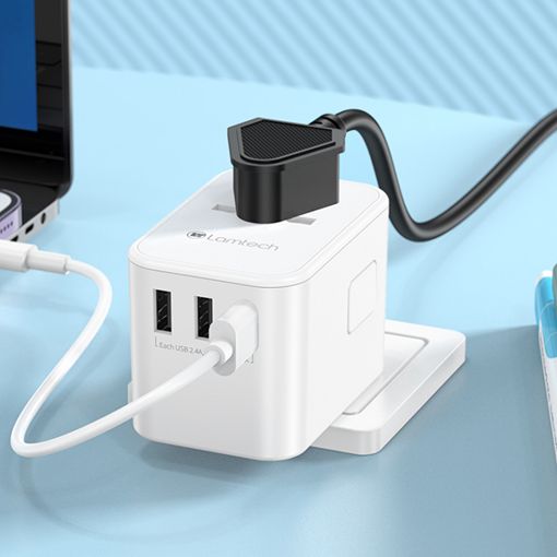 Εικόνα της Φορτιστής Lamtech Universal Travel Adapter με 3x USB-A & 2x USB-C 35W White LAM113850