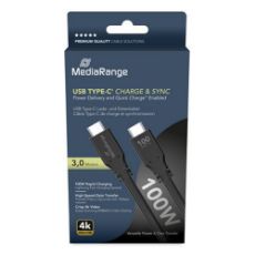 Εικόνα της Καλώδιο MediaRange USB-C to USB-C 3m 100W Black MRCS218