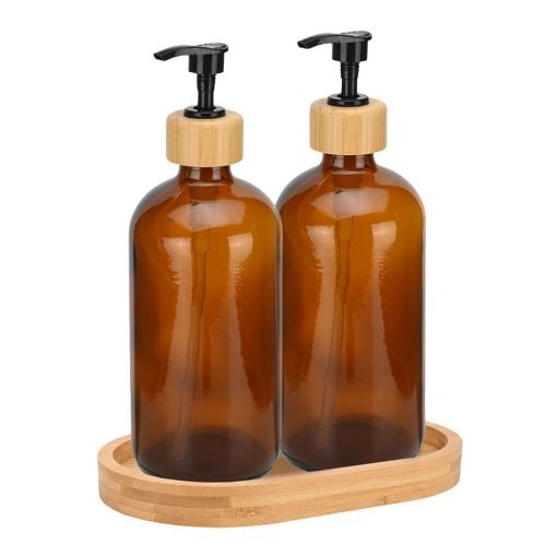 Εικόνα της Σετ Αντλίες Σαπουνιού Estia Bamboo Essentials Γυάλινες με Βάση 500ml 3τμχ 02-28800