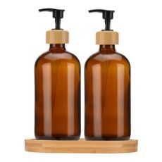 Εικόνα της Σετ Αντλίες Σαπουνιού Estia Bamboo Essentials Γυάλινες με Βάση 500ml 3τμχ 02-28800