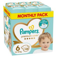 Εικόνα της Πάνες με Αυτοκόλλητο Pampers Premium Care No.6 (13-18Kg) Monthly Pack 128τμχ