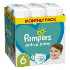 Εικόνα της Πάνες με Αυτοκόλλητο Pampers Active Baby No.6 (13-18Kg) Monthly Pack 128τμχ