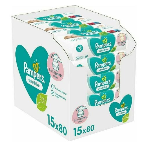 Εικόνα της Μωρομάντηλα Pampers Sensitive XXL Box 15x80τμχ