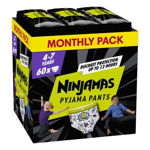 Εικόνα της Πάνες Βρακάκι Pampers Ninjamas Boy 4-7 Years (17-30kg) Monthly Pack 60τμχ