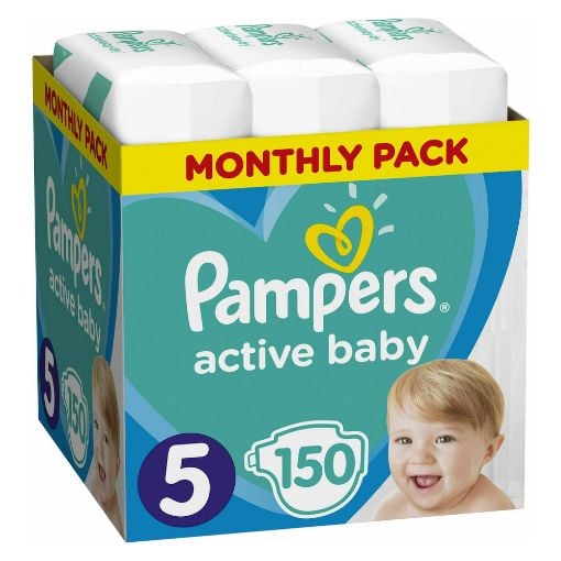 Εικόνα της Πάνες με Αυτοκόλλητο Pampers Active Baby No.5 (11-16Kg) Monthly Pack 150τμχ