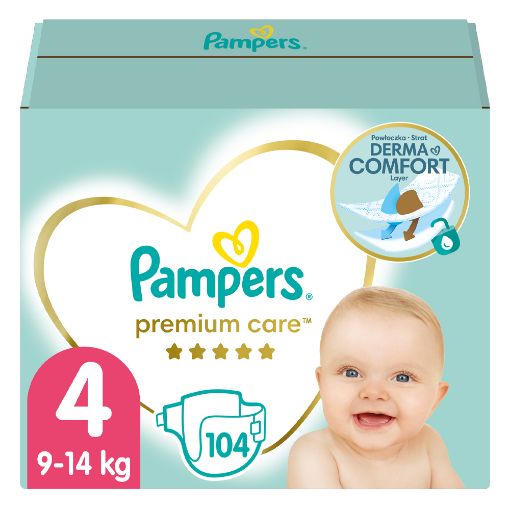 Εικόνα της Πάνες με Αυτοκόλλητο Pampers Premium Care No.4 (9-14Kg) Mega Pack 104τμχ