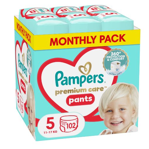 Εικόνα της Πάνες Βρακάκι Pampers Premium Care Pants No.5 (11-17Kg) Monthly Pack 102τμχ