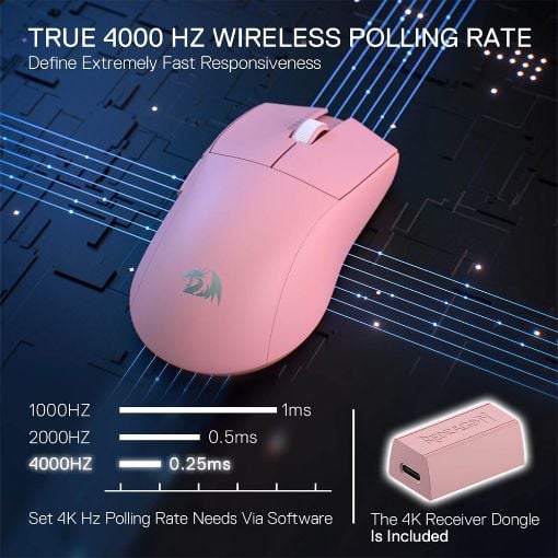 Εικόνα της Ποντίκι Redragon King M916 Pro 4K Wireless Pink