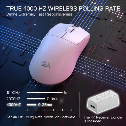 Εικόνα της Ποντίκι Redragon King M916 Pro 4K Wireless White
