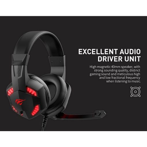 Εικόνα της Headset Havit Gamenote H2032d Red LED USB & 3.5mm Black