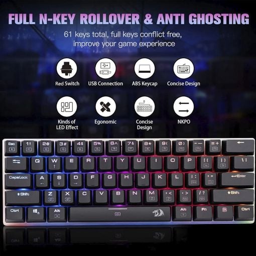Εικόνα της Πληκτρολόγιο Redragon Alien Giant K605 60% Super-Sized RGB Blue Switches (US)