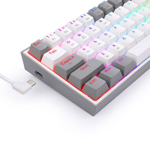 Εικόνα της Πληκτρολόγιο Redragon Fizz K617 SE 60% RGB Custom Switches (US) White