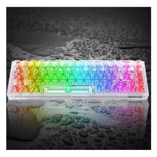 Εικόνα της Πληκτρολόγιο Redragon Castor K631 PRO Transparent 65% Wireless RGB Custom Switches White