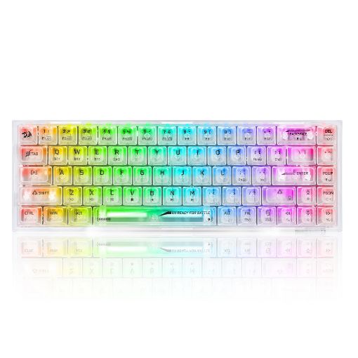 Εικόνα της Πληκτρολόγιο Redragon Castor K631 PRO Transparent 65% Wireless RGB Custom Switches White