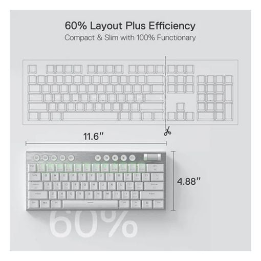 Εικόνα της Πληκτρολόγιο Redragon Horus Mini K632W Pro 60% Wireless RGB Red Switches (US) White