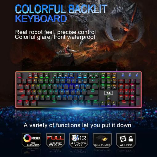 Εικόνα της Πληκτρολόγιο Redragon Ratri K595 Full RGB Blue Switches (US) Black