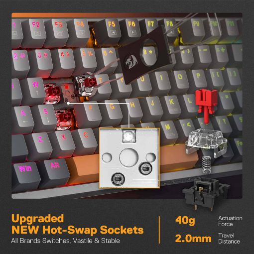 Εικόνα της Πληκτρολόγιο Redragon Olaf K648GG 90% RGB Red Switches (US) Grey