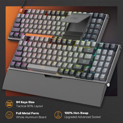 Εικόνα της Πληκτρολόγιο Redragon Olaf K648GG 90% RGB Red Switches (US) Grey