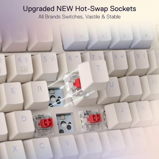 Εικόνα της Πληκτρολόγιο Redragon UCAL K673 Pro 75% Wireless RGB Red Switches (US) Vintage White