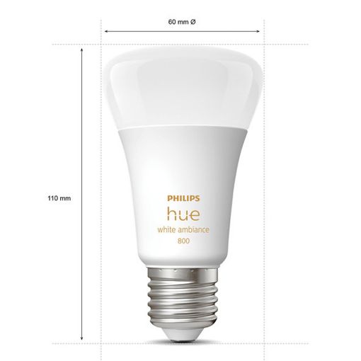 Εικόνα της Smart Lamp Philips Hue E27 A60 800lm 6W Tunable White (2-Pack)