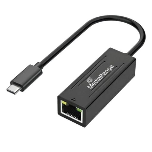 Εικόνα της Adapter MediaRange USB-C Male to RJ45 Ethernet Female 20cm Black MRCS237