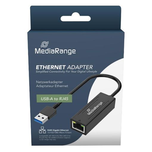 Εικόνα της Adapter MediaRange USB-A Male to RJ45 Ethernet Female 20cm Black MRCS238