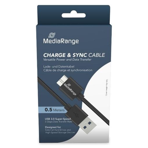 Εικόνα της Καλώδιο MediaRange USB-A to Micro-B 50cm 5W Black MRCS239