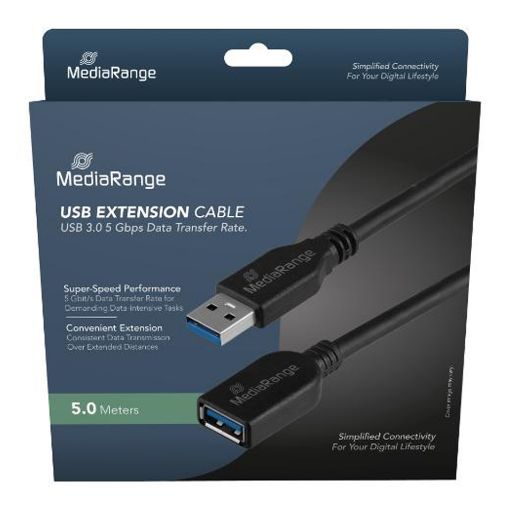 Εικόνα της Καλώδιο Προέκτασης MediaRange USB 3.0 M/F 5m Black MRCS241
