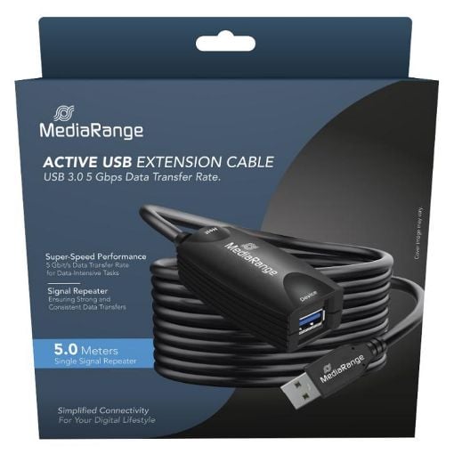 Εικόνα της Καλώδιο Προέκτασης MediaRange USB 3.0 M/F με Active Repeater 5m Black MRCS242
