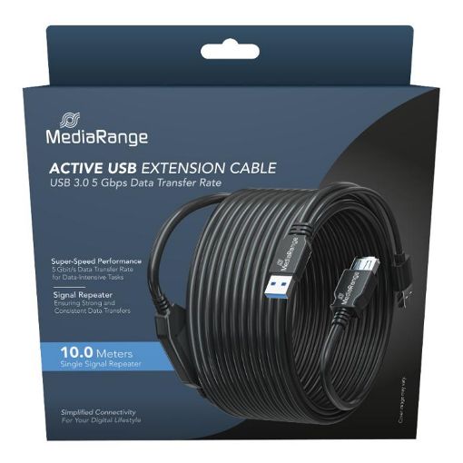 Εικόνα της Καλώδιο Προέκτασης MediaRange USB 3.0 2xUSB-A Male/USB-A Female με Active Repeater 10m Black MRCS243