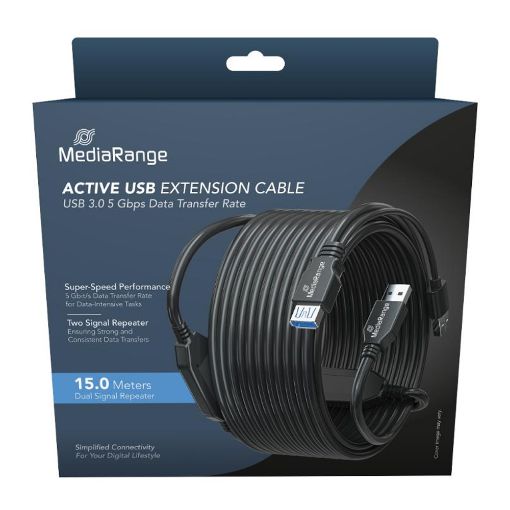 Εικόνα της Καλώδιο Προέκτασης MediaRange USB 3.0 2xUSB-A Male/USB-A Female με 2xActive Repeaters 15m Black MRCS244