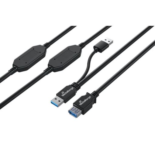 Εικόνα της Καλώδιο Προέκτασης MediaRange USB 3.0 2xUSB-A Male/USB-A Female με 2xActive Repeaters 15m Black MRCS244