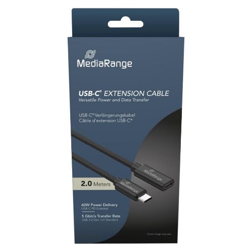 Εικόνα της Καλώδιο Προέκτασης MediaRange USB 3.2 Type-C M/F 2m 60W Black MRCS245