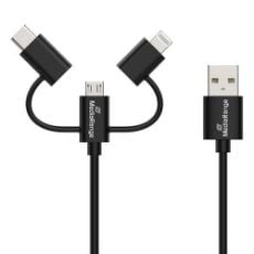 Εικόνα της Καλώδιο MediaRange 3-in-1 Μicro-USB/USB-C/Lightning to USB-A 1m Black MRCS246