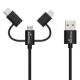 Εικόνα της Καλώδιο MediaRange 3-in-1 Μicro-USB/USB-C/Lightning to USB-A 1m Black MRCS246