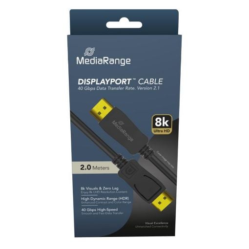 Εικόνα της Καλώδιο MediaRange DisplayPort 2.1 M/M 40Gbps 2m Black MRCS248