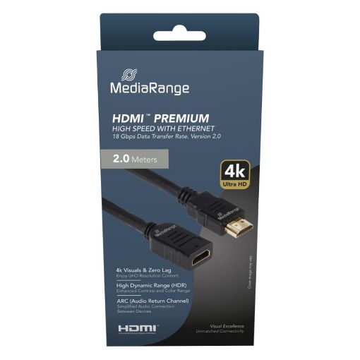 Εικόνα της Καλώδιο Προέκτασης MediaRange Premium High Speed HDMI M/F with Ethernet 2m Black MRCS256