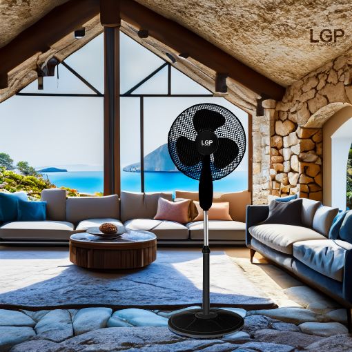 Εικόνα της Ανεμιστήρας LGP Round Base Stand Fan 45W 40cm με Χρονοδιακόπτη Black