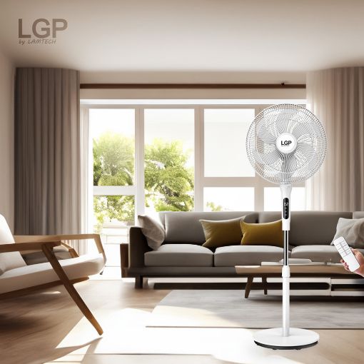 Εικόνα της Ανεμιστήρας LGP Round Base Stand Fan 55W 40cm με Τηλεχειριστήριο & Χρονοδιακόπτη White