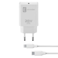 Εικόνα της Φορτιστής Cellular Line USB-C με Καλώδιο USB-C/Lightning PD 20W White