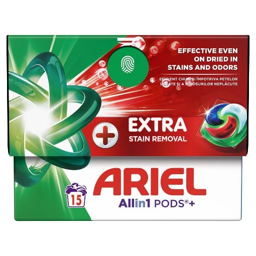 Εικόνα της Κάψουλες Πλυντηρίου Ρούχων Ariel All-in-1 Pods+ Extra Stain Removal 15τμχ