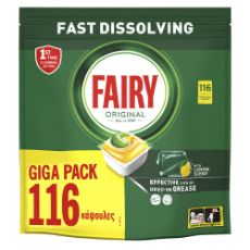 Εικόνα της Κάψουλες Πλυντηρίου Πιάτων Fairy Original All in One Lemon Giga Pack 116τμχ