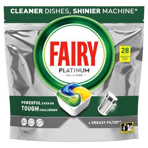 Εικόνα της Κάψουλες Πλυντηρίου Πιάτων Fairy Platinum All in One Lemon 28τμχ