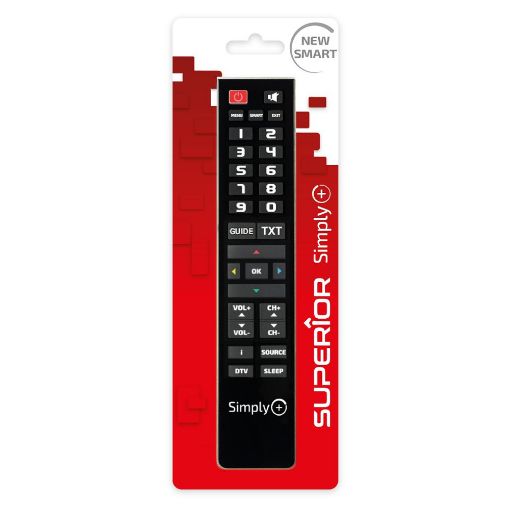 Εικόνα της Τηλεχειριστήριο Τηλεόρασης Universal Superior Simply+ PC Programmable Black SUPTPB016