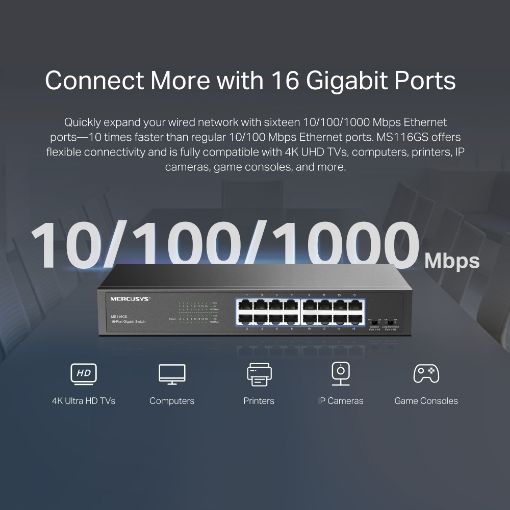 Εικόνα της Switch Mercusys MS116GS 16-Port Gigabit 10/100/1000Mbps