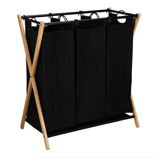 Εικόνα της Καλάθι Απλύτων Estia Bamboo Essentials 3 Θέσεων 102lt 68x40x76cm Μαύρο 02-26967