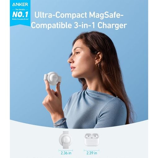 Εικόνα της Ασύρματος Φορτιστής Anker MagGo Foldable 3-in-1 15W White B25M8H21