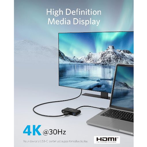 Εικόνα της Docking Station Anker USB-C 3-In-1 4K HDMI Black A8339HA1